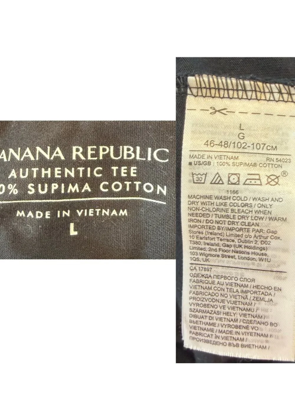 Banana Republic 100% Supima Cotton Long Sleeve Pocket Tee Black Size Large